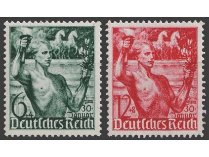 1938, 6-12Pf série, MiNr.660-61, * po nálepce