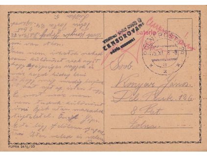 1938, DR Polní pošta 24, Velitel baterie, lístek PP