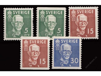 1938, 5-30Ö série Gustaf, MiNr.250-52, * po nálepce