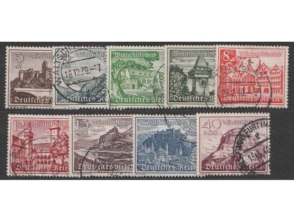 1939, 3-40Pf série, MiNr.730-38, razítkované