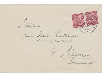 1939, DR Vyškov 23.3, dopis, zasl. v místě