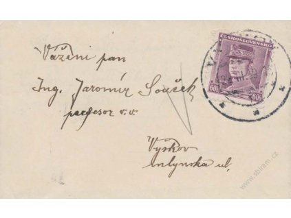 1939, DR Vyškov 24.3, dopis, zasl. v místě, vizitkový formát