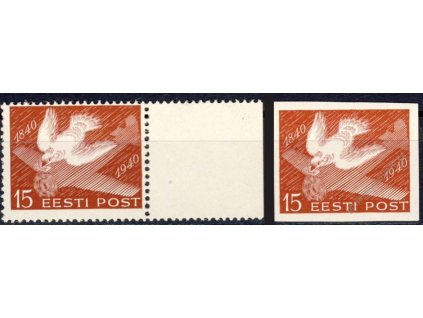 Eesti, 1940, 15S Výročí známky, 2 kusy, **