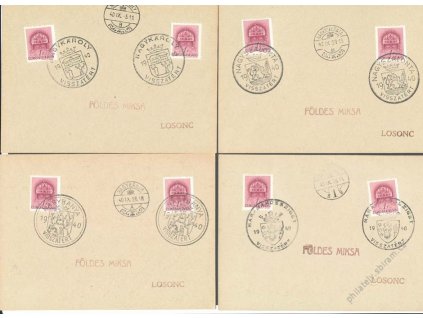 1940, Visszatért, 4 karty, každé razítko jiné, hledané, dv