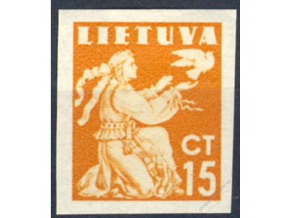 Lietuva, 1940, 15C nezoubkovaná, * po nálepce