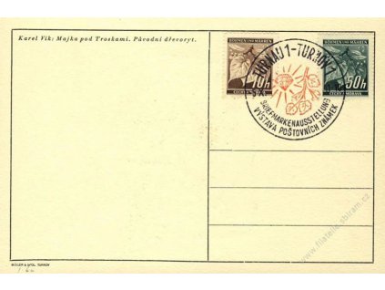 1941, Turnov, Výstava známek, pamětní pohlednice