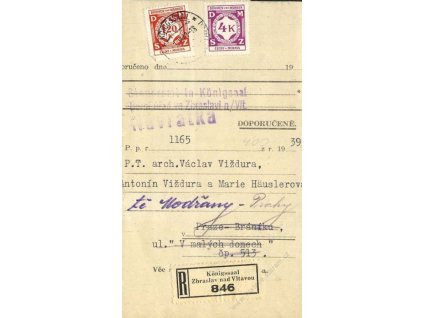 1941, DR Zbraslav nad Vltavou, R-úřední obsílka