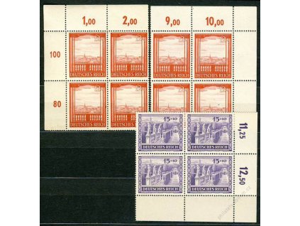 1941, 12 a 15Pf MiNr.804-5, ** , rohové 4bloky