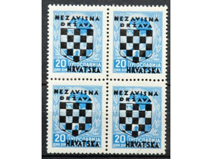 1941, 20Din s přetiskem, 4blok, MiNr.22, **