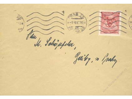 1943, DR Praha, dopis, zasláno do Zdib