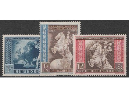 1942, 3-12Pf série, MiNr.820-22, **