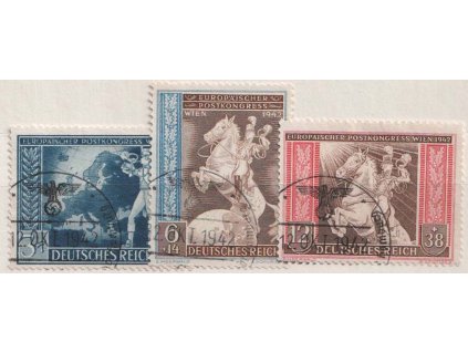 1942, 3-12Pf série, MiNr.820-22, razítkované