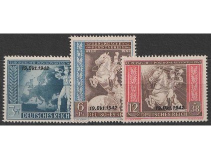 1942, 3-12Pf série, MiNr.823-25, **