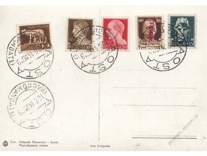 1944, DR Aosta, pohlednice, pestrá frankatura