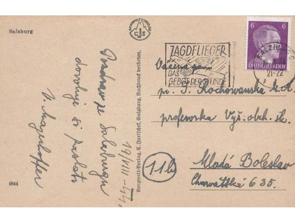 1944, Salzburg, Zagflieger, pohlednice zasl. do Protektorátu