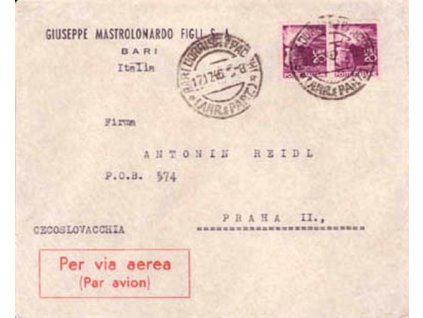1946, DR Bari, let. tiskopis, pokrčené okraje