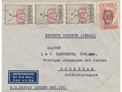 1946, DR Athina, let. dopis zaslaný do ČSR