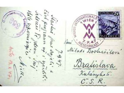 1947, DR Wien, pamětní razítko Messepalast,