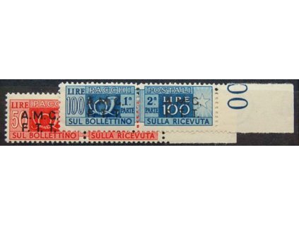 Zona A, 1947, 50 a 100L Paketmarken, **