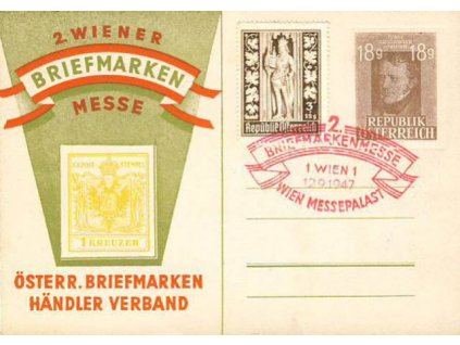 1947, dopisnice 2. Wiener Briefmarken messe