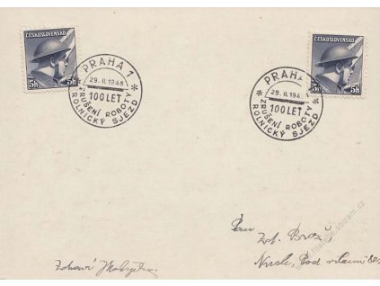 1948, Praha, Rolnický sjezd, propagační pohlednice