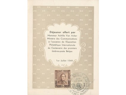 1949, pamětní list - Menu se zn. MiNr.842, FDC