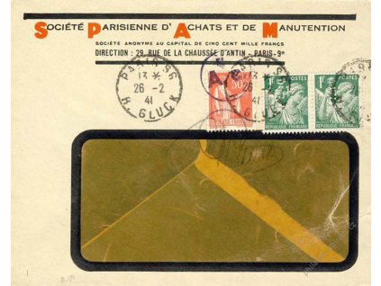 Francie, 1941, DR Paris, firemní dopis, perfiny