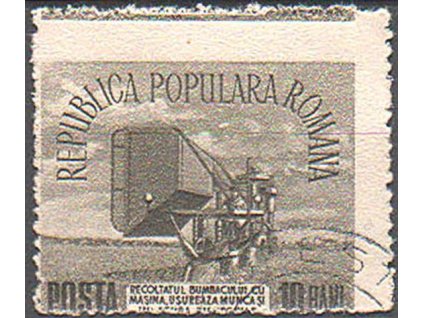 1953, 10B Zemědělství, posun obrazu známky, razítkovaná