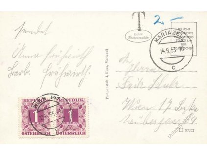 1953, DR Mariazell, Wien, pohlednice