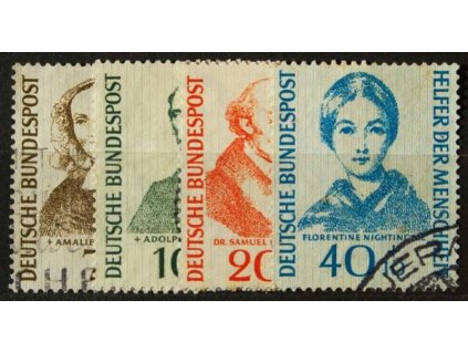 1955, 7-40Pf série Osobnosti (VI), skvrnky, MiNr.222-25, razítkované