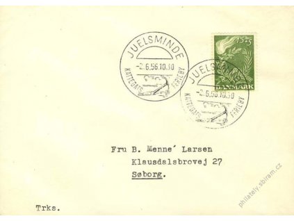 1956, DR Juelsminde, dopis, pamětní razítko