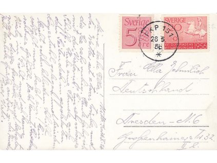 1956, DR PKP 151, pohlednice lodi Drothing Victoria