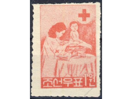 Korea-Nord, 1957, 1W Červený kříž, * po nálepce