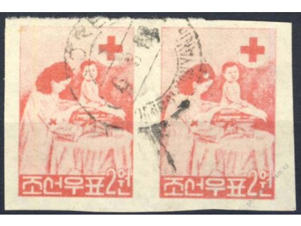 Korea-Nord, 1957, 2W Červený kříž, 2páska, razítko