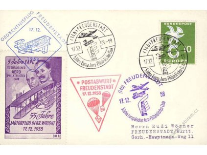 1958, letecká propagační pohlednice, prošlé