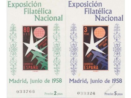 1958, 80C-3Pta Výstavní aršíky, MiNr.Bl.13,14, **