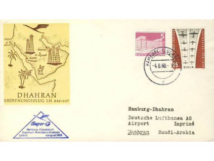 1960, DR Hamburg, Dharan Eröffnungsflug LH 646/647, dopis