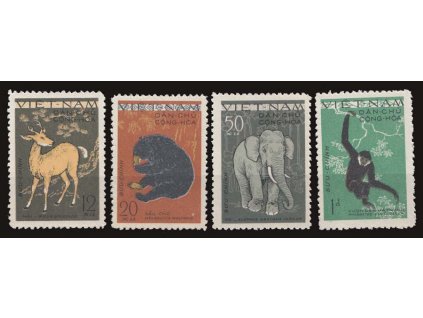 Vietnam-Nord, 1961, 12xu-1D série Fauna, MiNr.154-57, (*) , dv