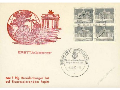 1962, DR Berlin, razítko FDC, pamětní karta