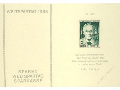 1968, MiNr.1267 Rosegger, pamětní otisk, 2list, žlutý papír