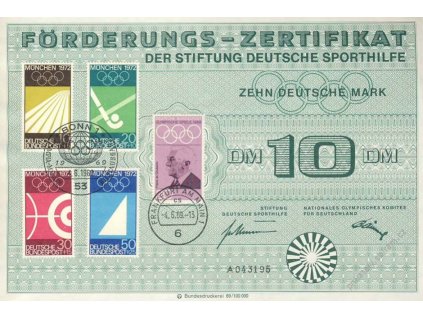 1969, Förderungs - Zertifikat Sporthilfe, A5