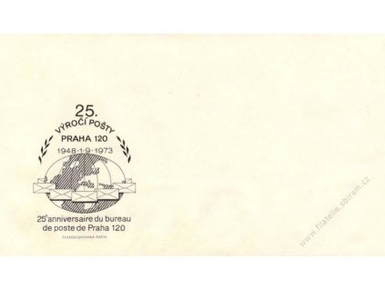 1973, 25. výročí pošty Praha 120 propagační obálka