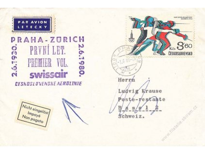 1980, Praha-Zurich, let. dopis