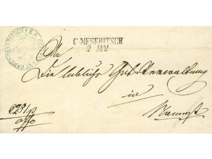 G.Meseritsch, skládaný dopis z roku 1856