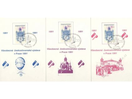 1991, Všeobecná výstava v Praze, 3 ks listů