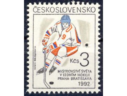 1992, 3Kčs MS v hokeji, Nr.3003, ** , průpich