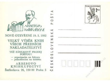 1992, Arbesovo knihkupectví, dopisnice