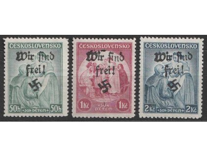 50h-2Kč Dětem, série, přetisk WIR SIND FREI, **