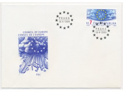 1999, FDC 214 Rada Evropy 50. výročí založení