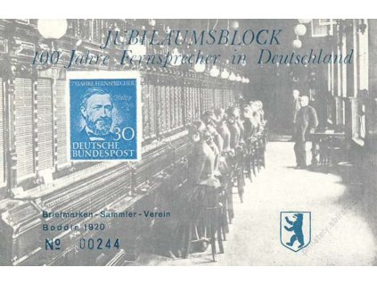 Jubiläumblock 100 Jahre Fernsprecher in Deutschland, číslovaný